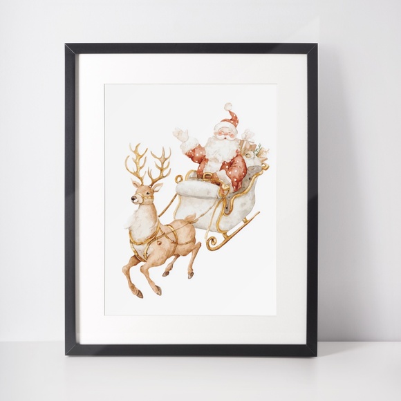 Watercolor Santa Claus Portrait Wall Art Print Poster, Unframed – Joyful Holiday - Picture 3 of 5